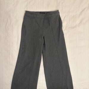 Ann Taylor Size 4 Wide Leg Side Zip Crop Ponte Pants High Rise Gray